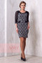 Платье женское 3146 Фемина (Синий-серый калейдоскоп/гипюр черный)